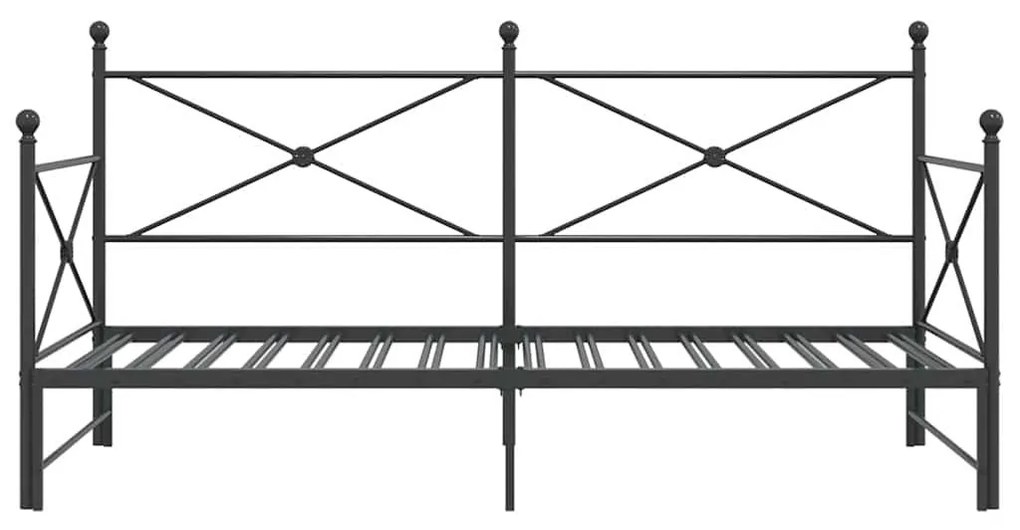 kihúzható kanapéágy matrac nélkül fekete 100x190 cm acél