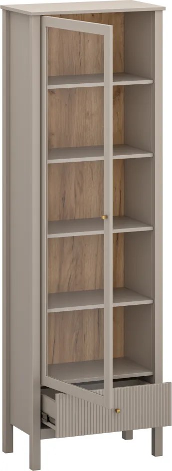 Vitrin, szürkésbarna Taupe/craft arany tölgy, KLIO 1W1S