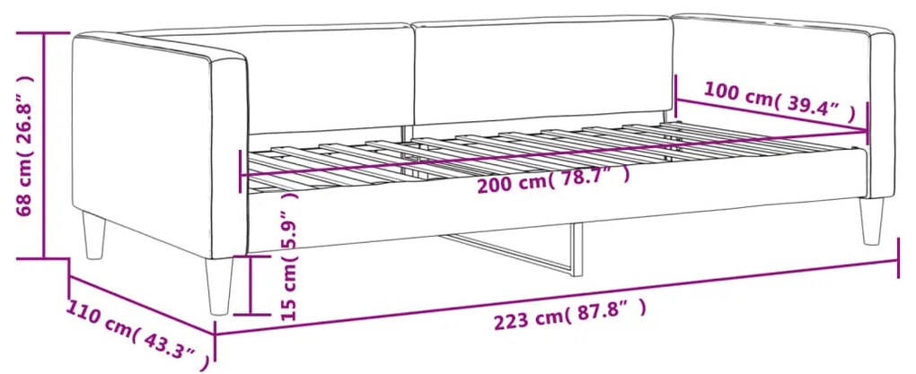 világosszürke szövet kanapéágy keret 100 x 200 cm