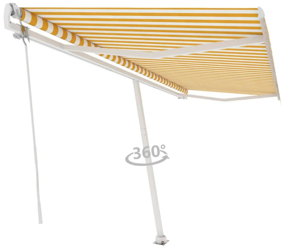 sárga-fehér automata póznás napellenző 500 x 350 cm