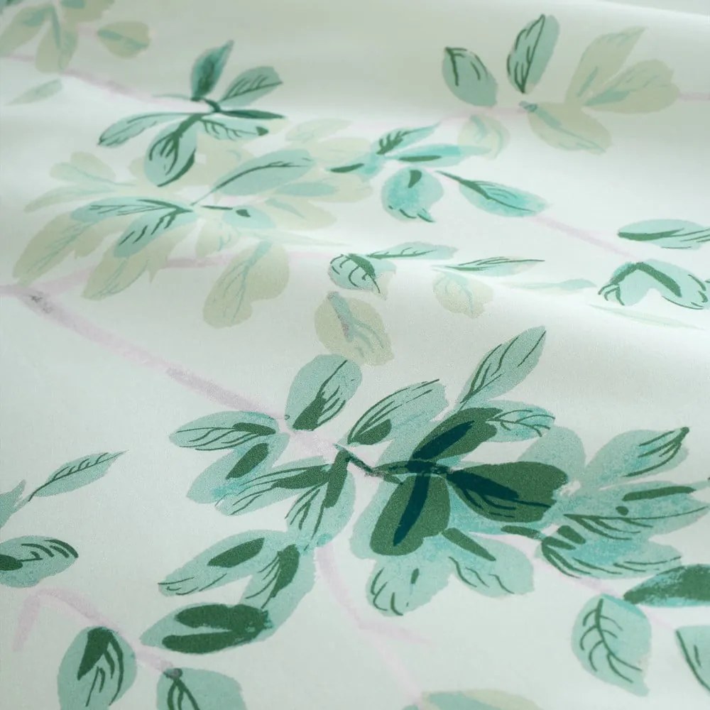 Fehér-zöld kétszemélyes pamut ágyneműhuzat 200x200 cm Scenic Leaves – RHS