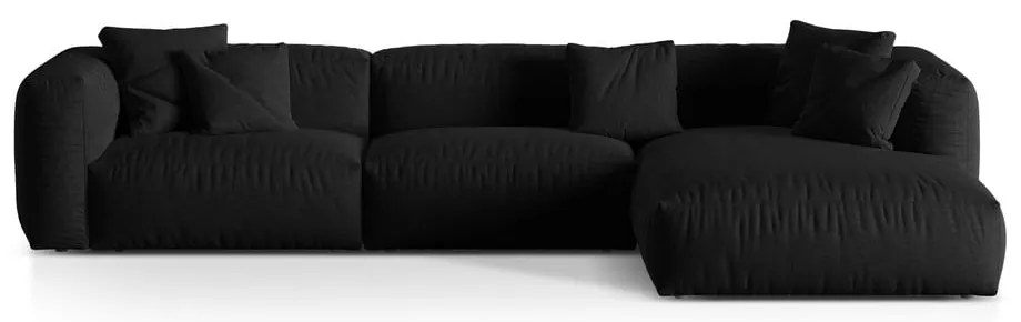 Fekete moduláris sarokkanapé (jobb oldali) Martina – Micadoni Home