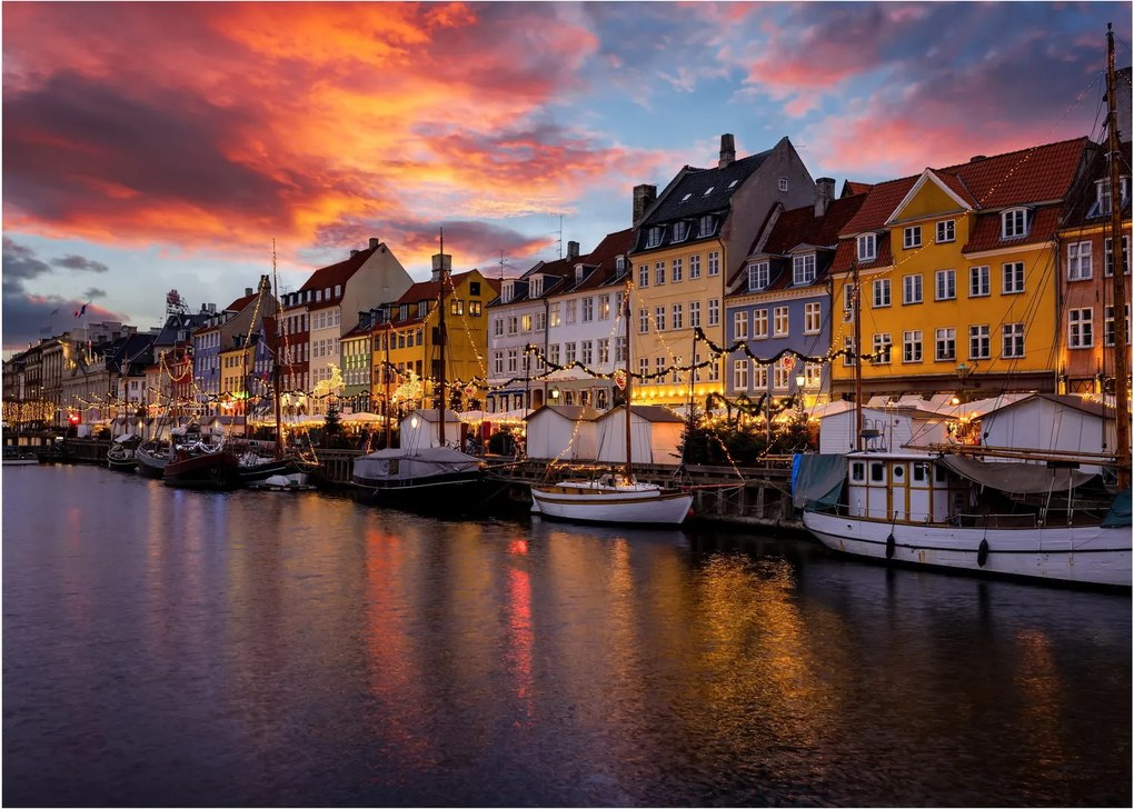 Üveg kép - Nyhavn, Koppenhága (70x50 cm)