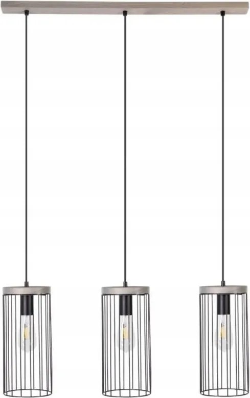 Timeo Függő lámpa 3xE27 60W Fenyő Szürke-fekete Modern Britop