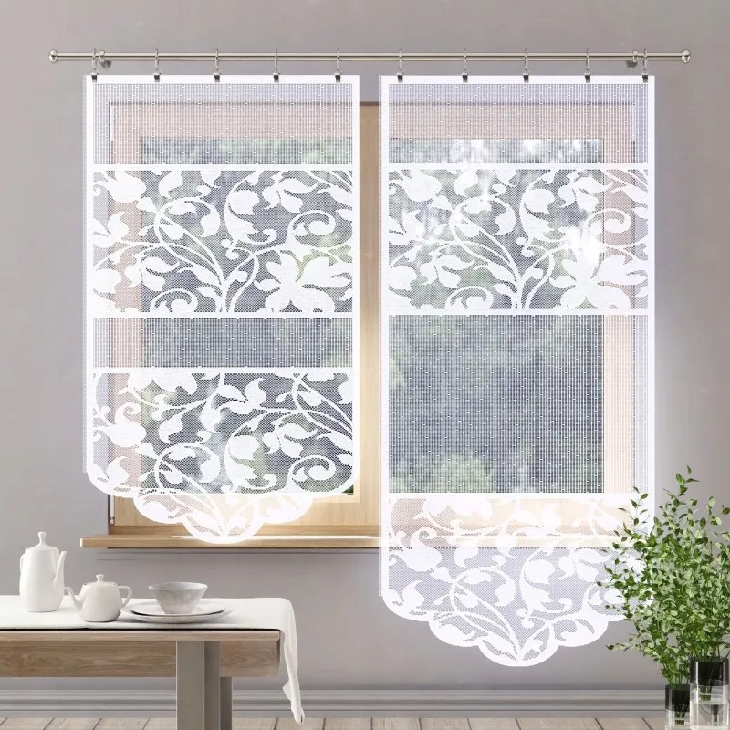 Függöny jacquard panel fehér merev mintás modern Margot 60x180 cm