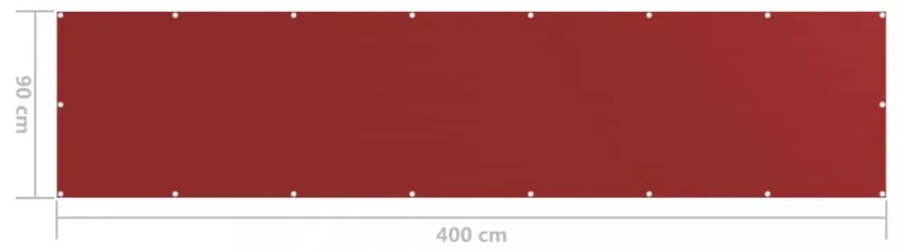 piros HDPE erkélyparaván 90 x 400 cm