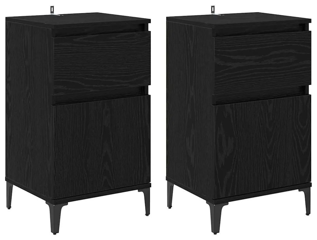 Éjjeliszekrény 2 pcs Musta tammi 40 x 35 x 70 cm Faanyag
