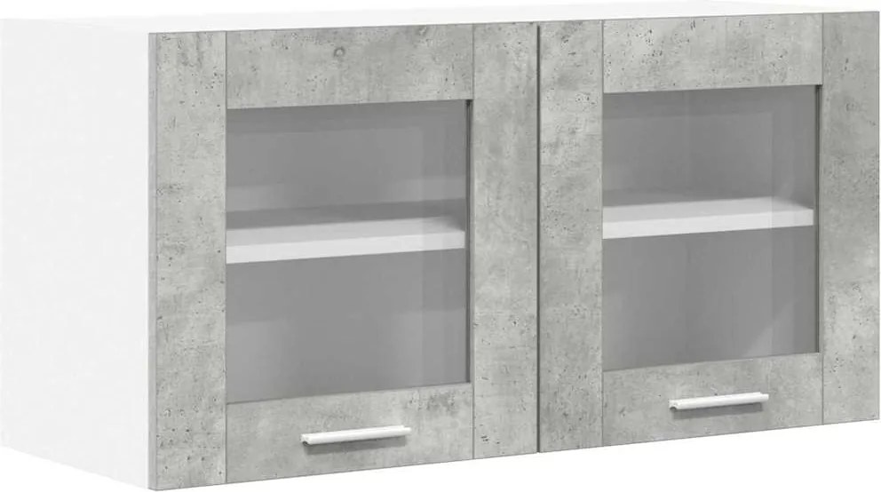 vidaXL Függő szekrény Beton szürke és fehér 80 x 31 x 40 cm Faanyag