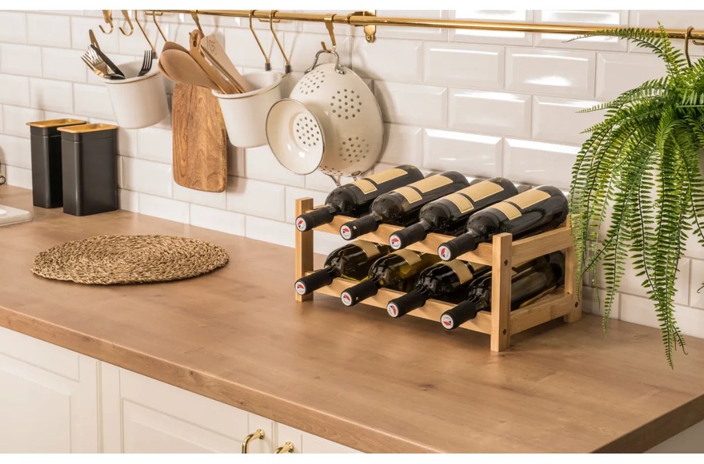 G21 Bambusz borosállvány, 8 palackos, S