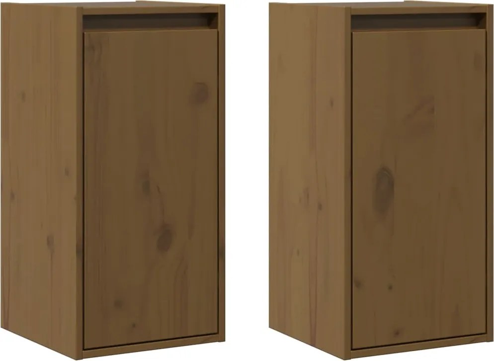 vidaXL 2 db mézbarna tömör fenyőfa faliszekrény 30 x 30 x 60 cm