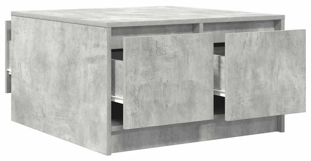 betonszürke dohányzóasztal fiókokkal 70,5x70x40 cm