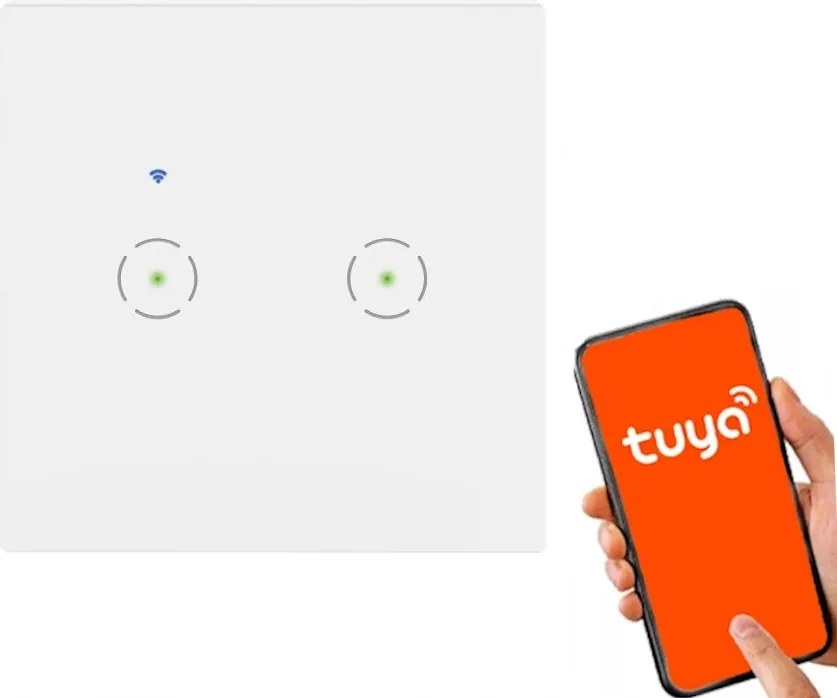 Orno Dupla falsík alatti kapcsoló Tuya Smart WiFi alkalmazás Fehér