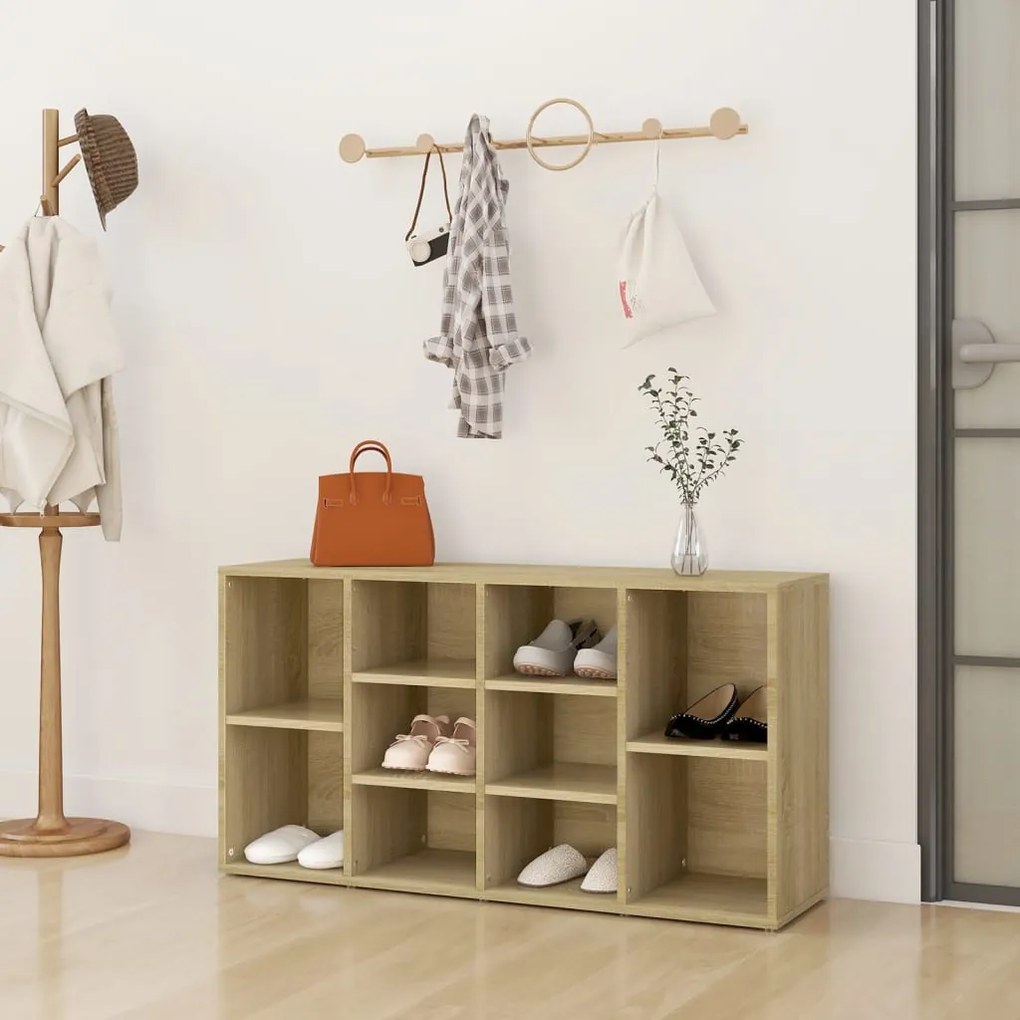 sonoma tölgy színű szerelt fa cipőtároló pad 103 x 30 x 55 cm