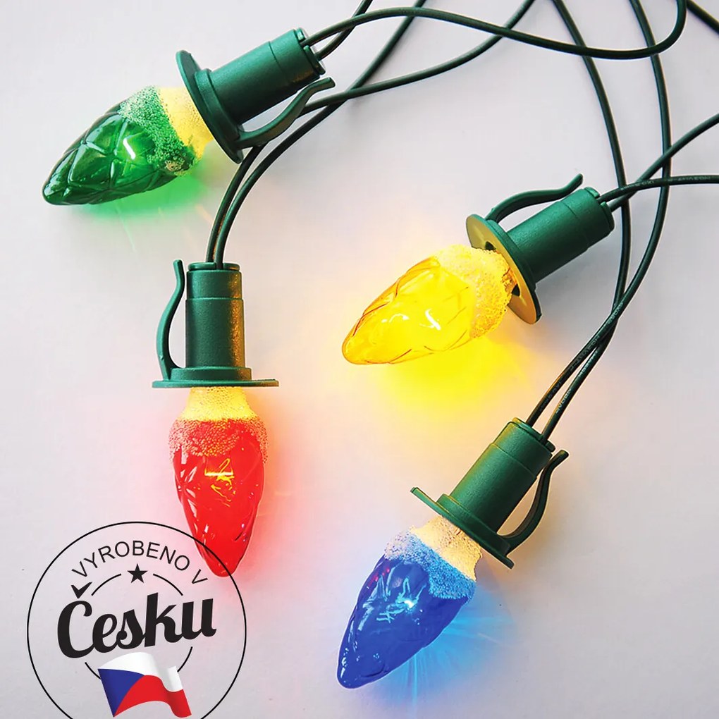 Toboz fényfüzér, színes, 12 db égő