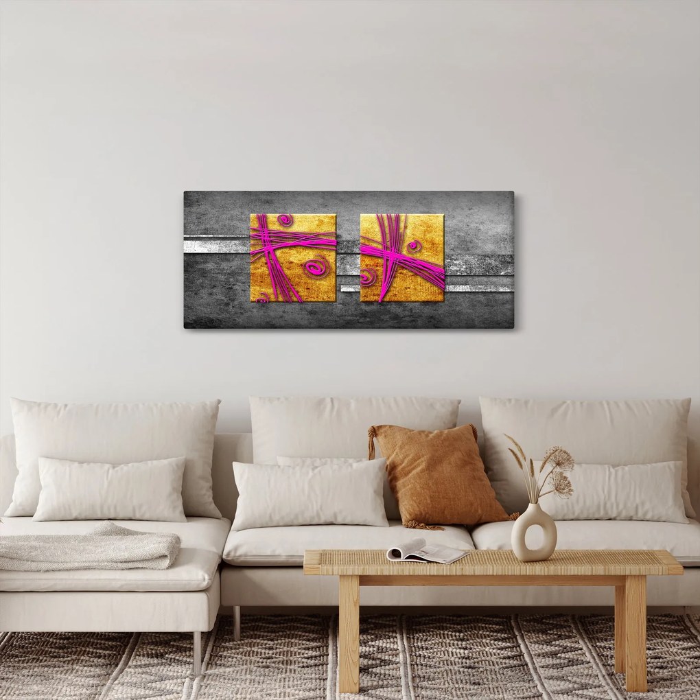 Fekete alapon színes négyzetek képe (120x50 cm)