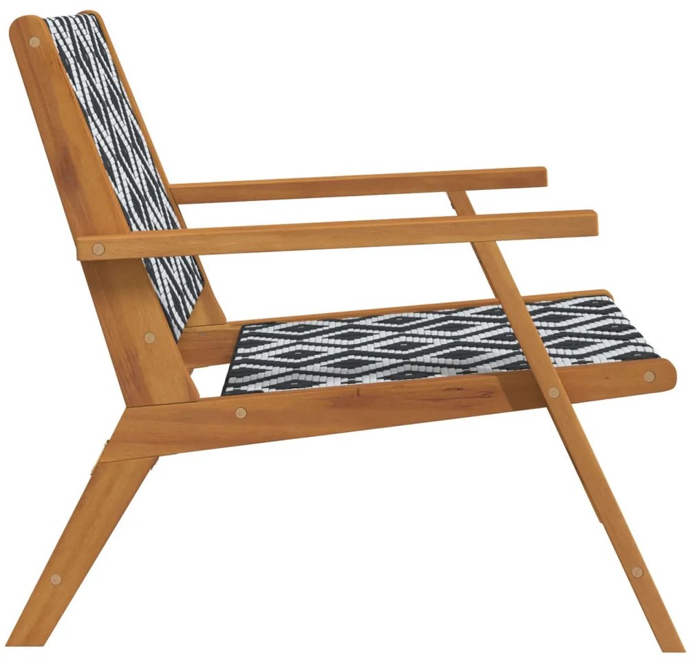 Kerti székek 2 db Fekete és Fehér 76x67x73 cm Tömör akácfa