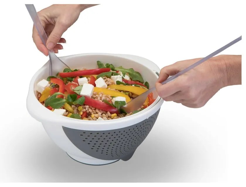 Fehér tál szűrővel 2v1, Ø 28 cm - Metaltex