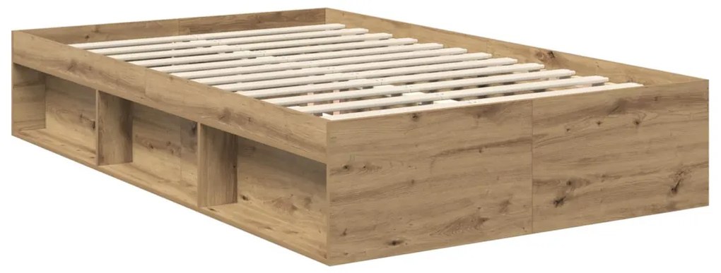 vidaXL Ágykeret fejtámlával Művészi tölgy 120 x 200 cm Tömör fenyőfa