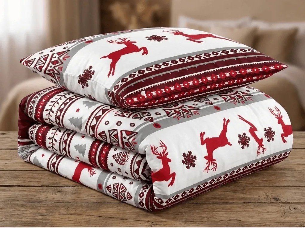 SZARVAS ÉS HÓPEHELY piros mikroszálas ágyneműhuzat