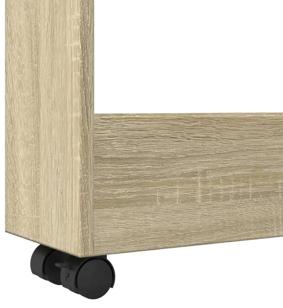 3 szintes sonoma tölgy színű szerelt fa keskeny tárolókocsi