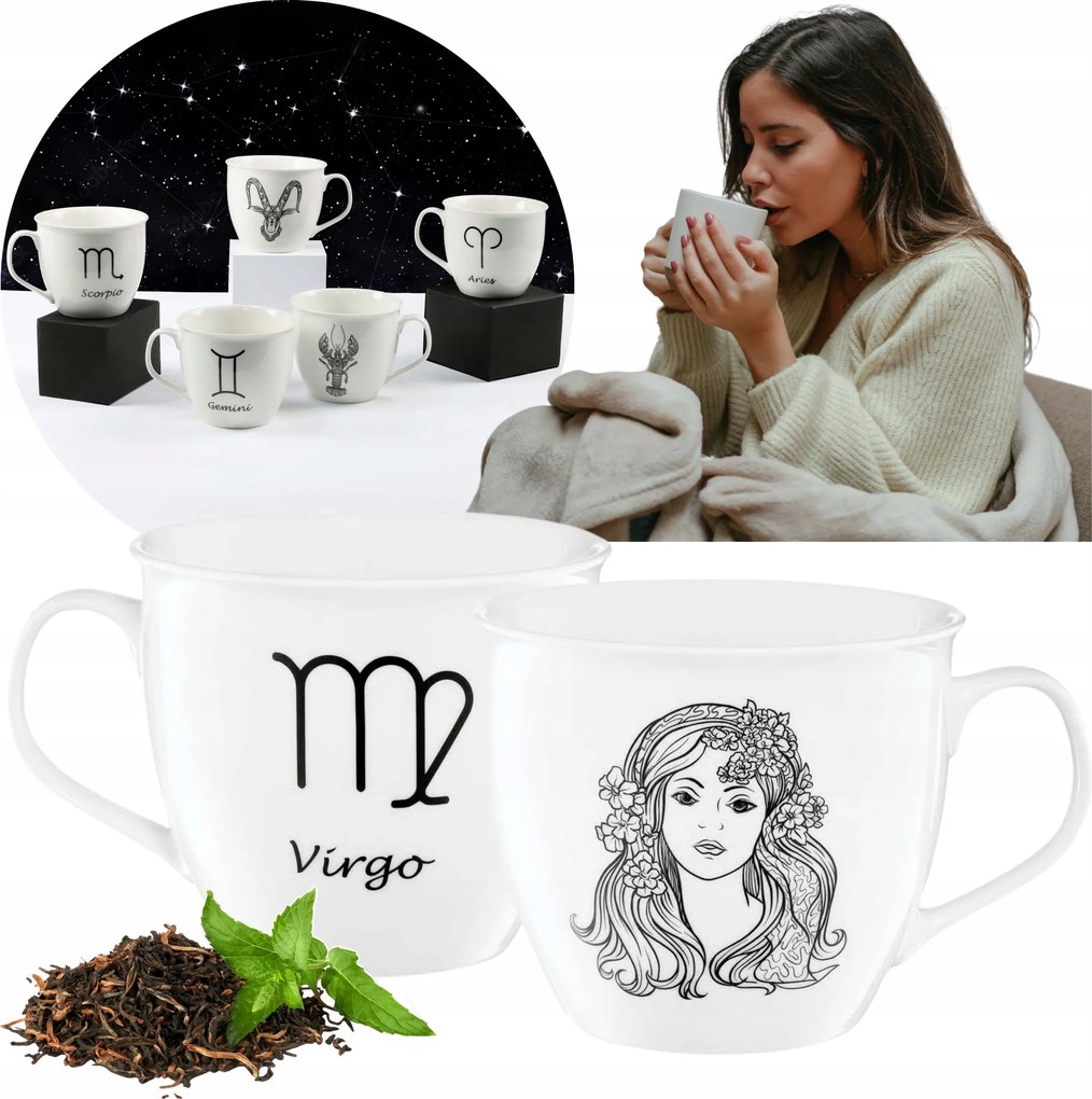 Kávéscsésze Csillagjegy Tea Fehér Porcelán Nagy Kapacitás 550