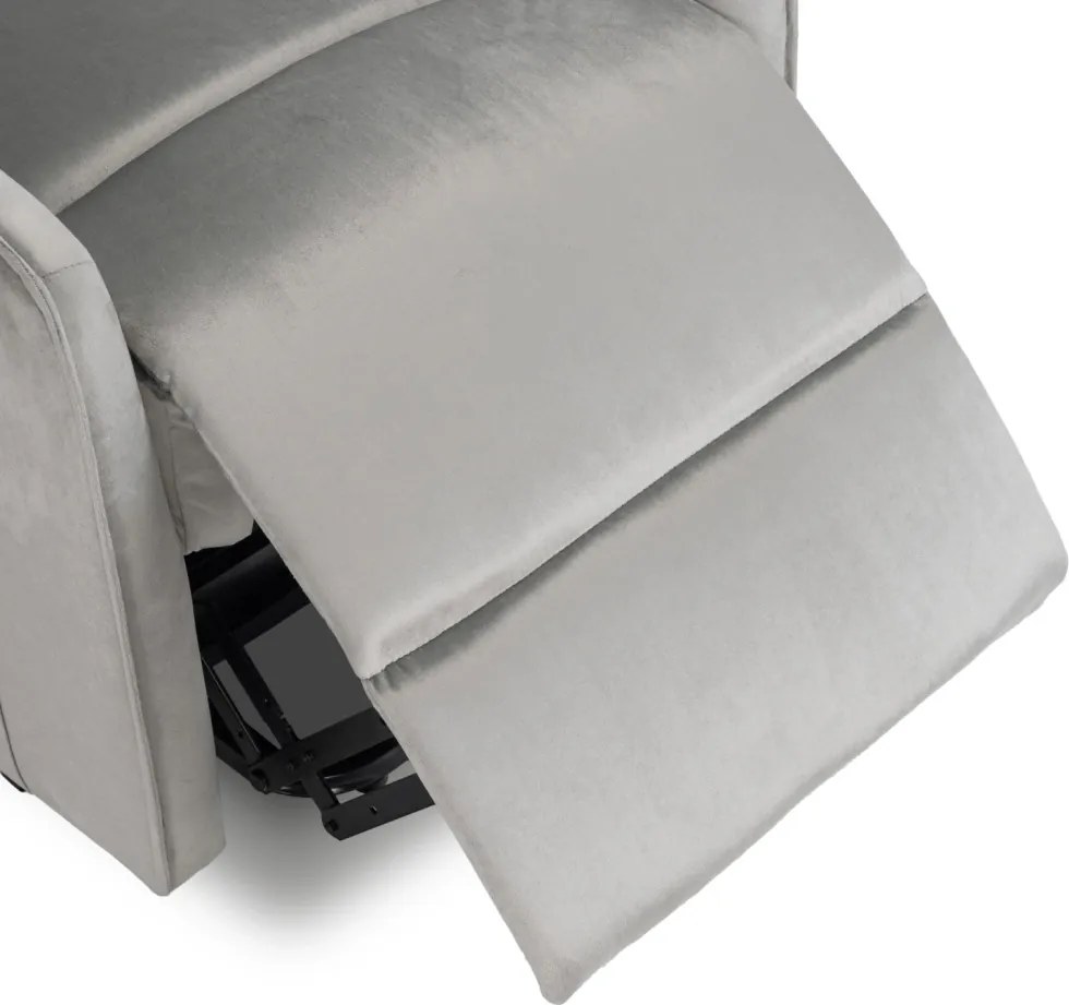 Elektromos relax fotel felállást segítő funkcióval szürke bársony – COLTON