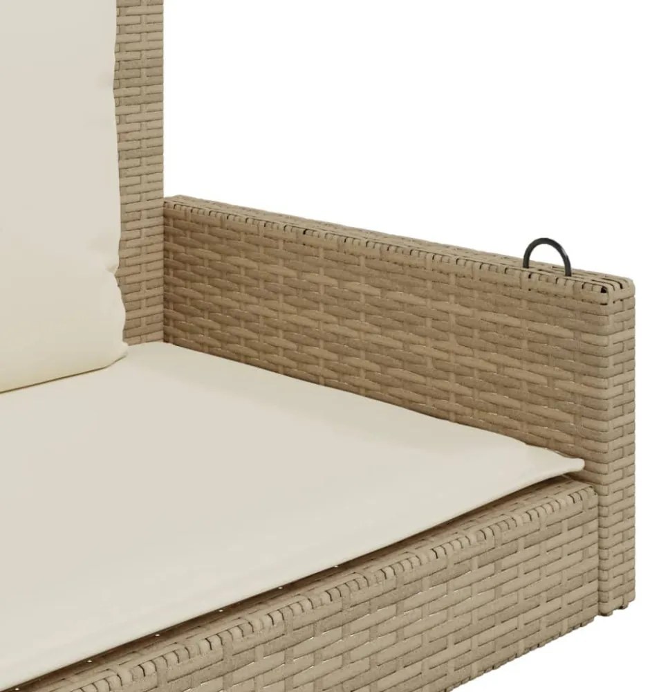 bézs polyrattan hintapad párnával 119 x 56 x 48 cm