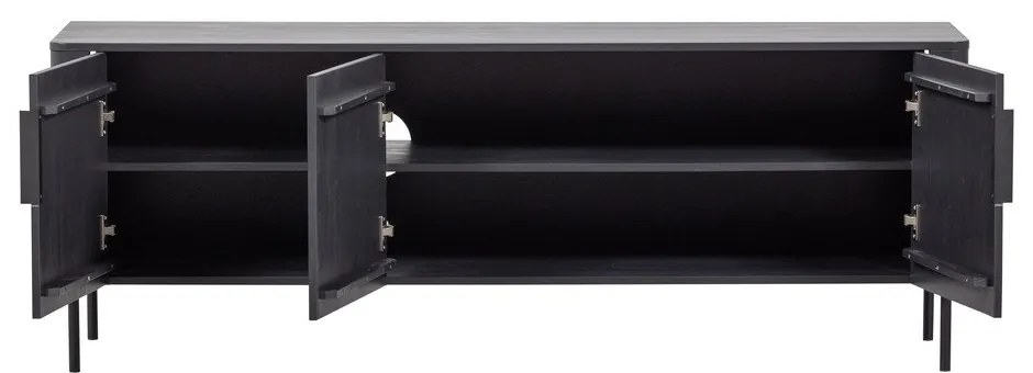 Matt fekete borovi fenyő TV-állvány 154x56x44 cm Gunnar – WOOOD