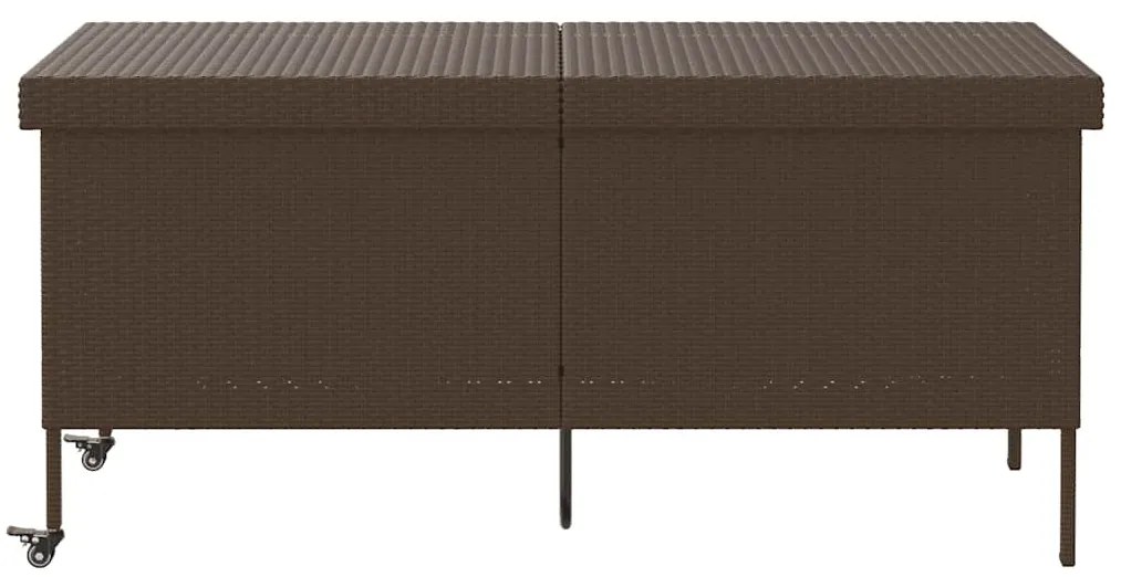 barna polyrattan kerti tárolóláda kerekekkel 160x55x75 cm
