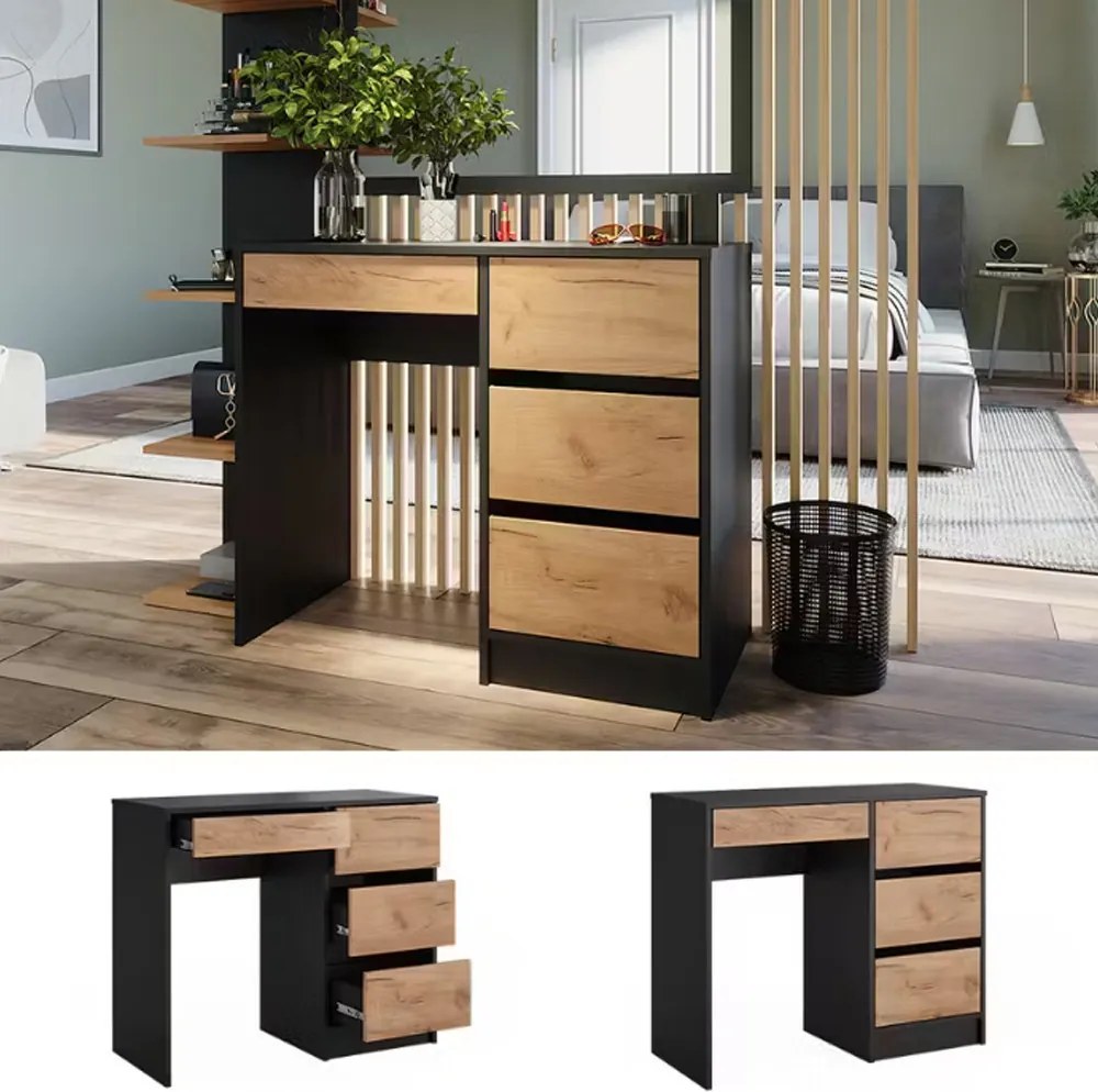 Fiókos íróasztal 125x51x75 cm barna szürke FUR1872-2