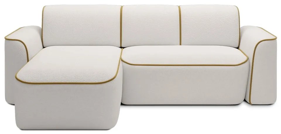 Sárga-krémszínű buklé sarokkanapé (bal oldali-heverő résszel) Ume – ELTAP