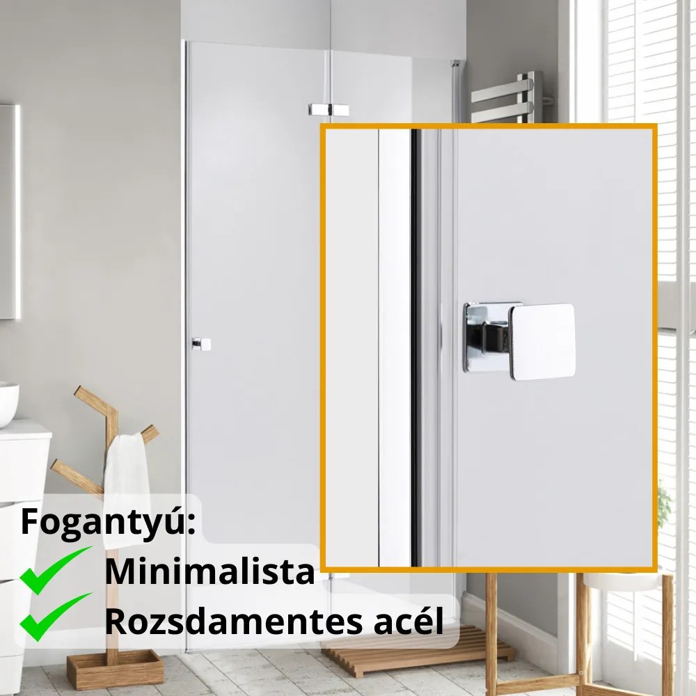 Stuxi Verona 70/80/90/100/110/120 cm széles csukló zuhanyajtó, 6 mm vízlepergető üveggel, króm profillal