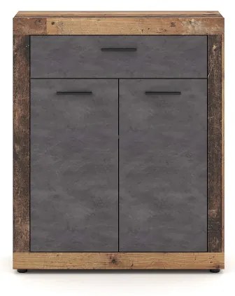 Komód 2 ajtóval és 1 fiókkal Old Style Dark / Matera színkombinációban – LUNA2