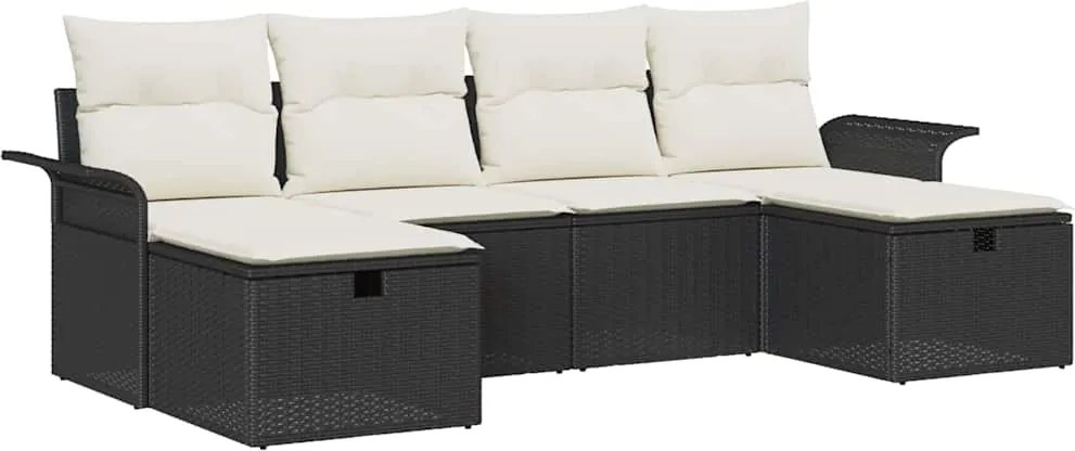 vidaXL Kerti Kanapé Szett párnával tárolóval 6 pcs Poli rattan
