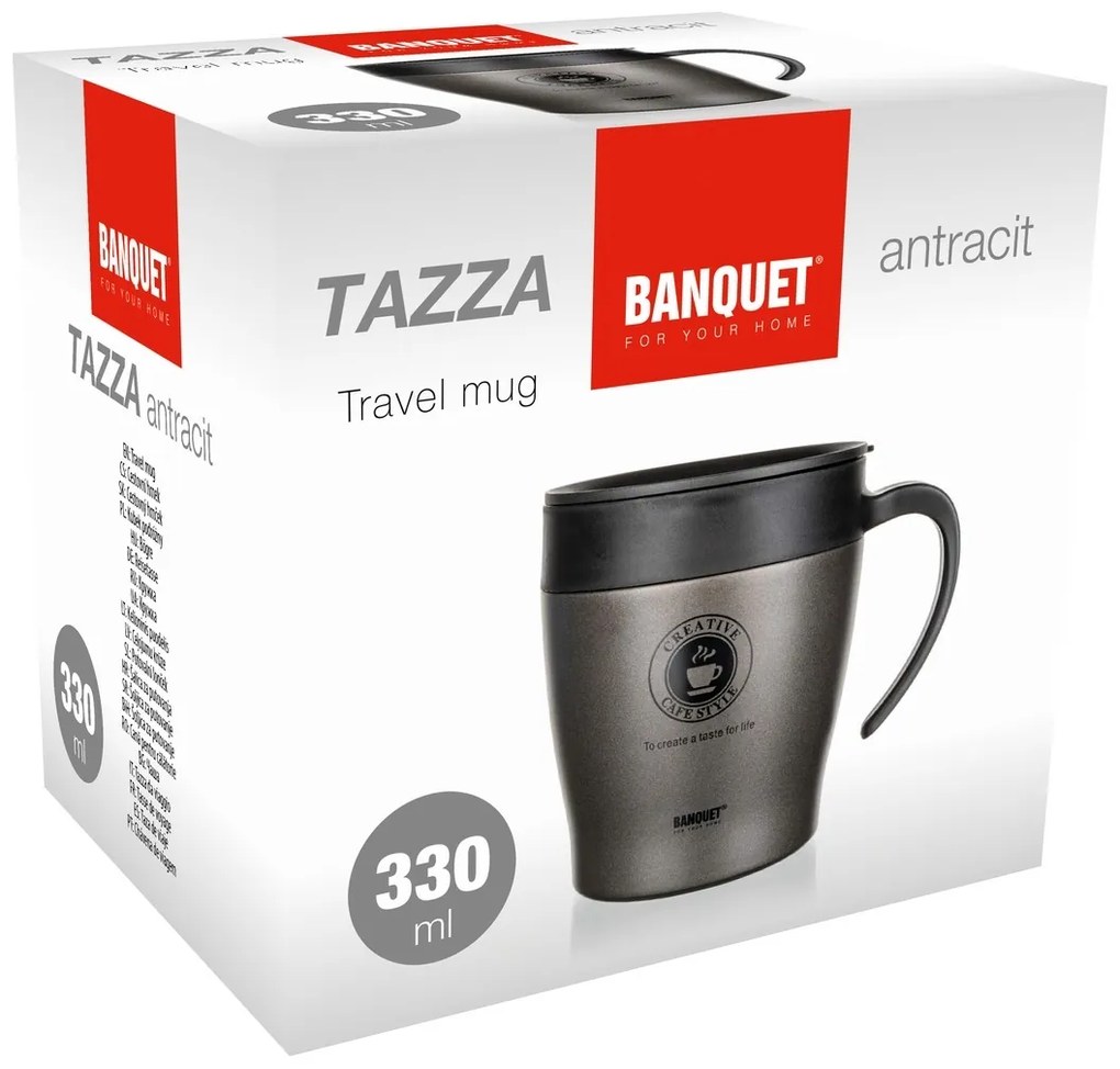 Banquet TAZZA 330 ml utazó hőálló pohár, antracit
