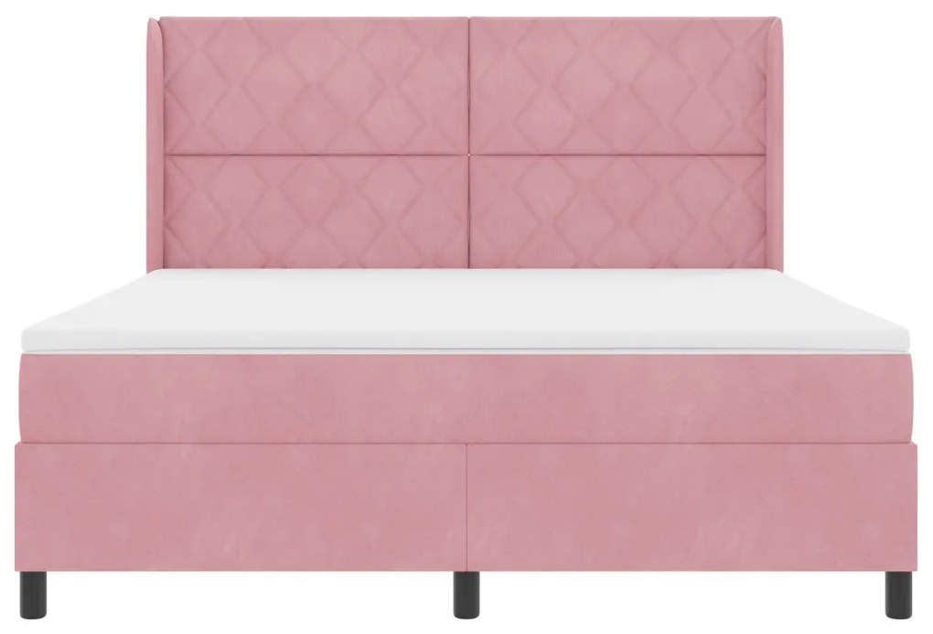 Boxspring Ágy Matrac & LED Rózsaszín 180x200 cm Bársony