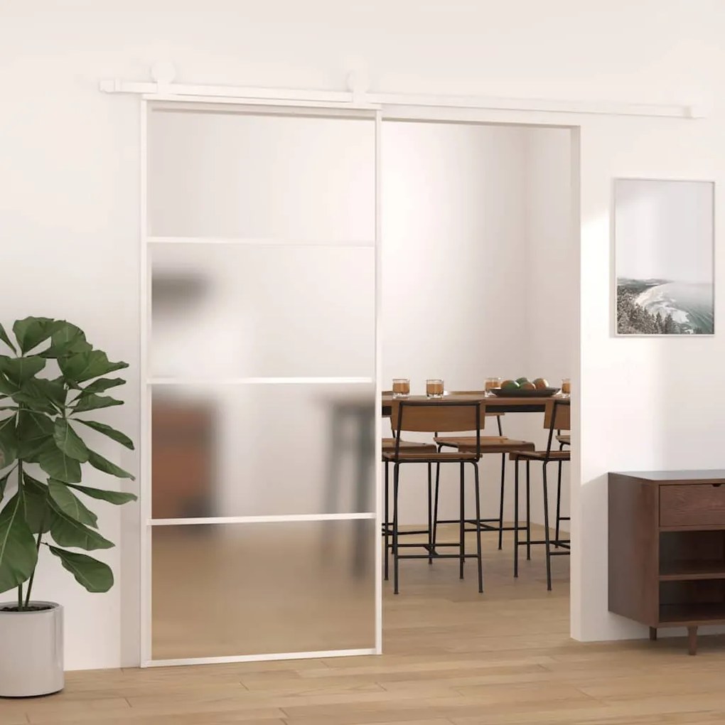 fehér matt ESG üveg és alumínium tolóajtó 90x205 cm