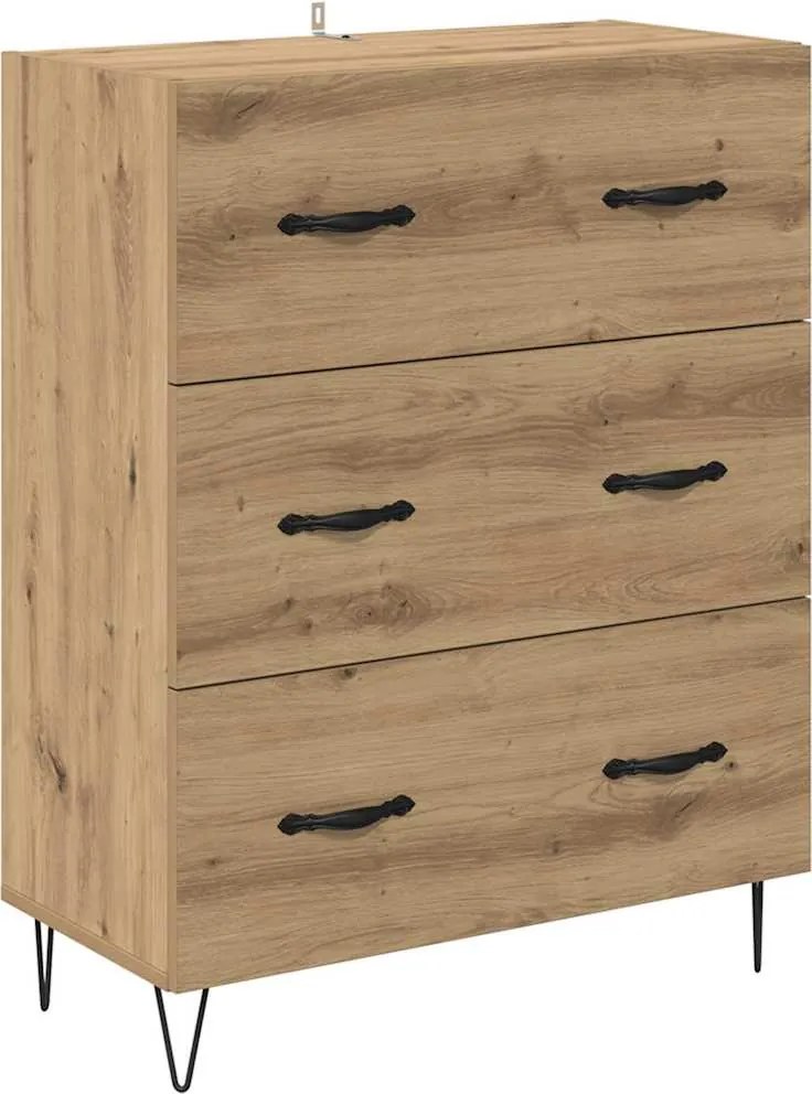 vidaXL Széf fiókkal Artisan tölgy 69,5 x 34 x 90 cm Műszaki fa és vas