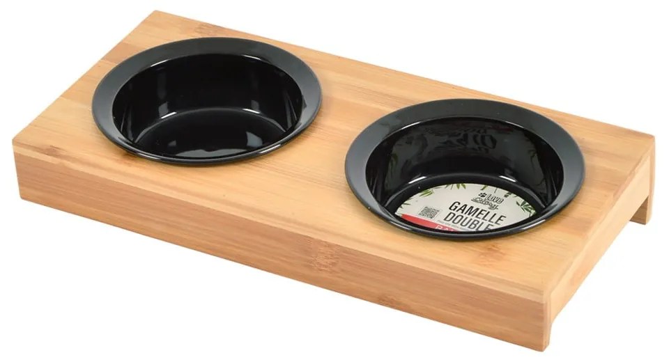 Bambusz tálka szett állvánnyal kutyáknak ø 12 cm – Love Story