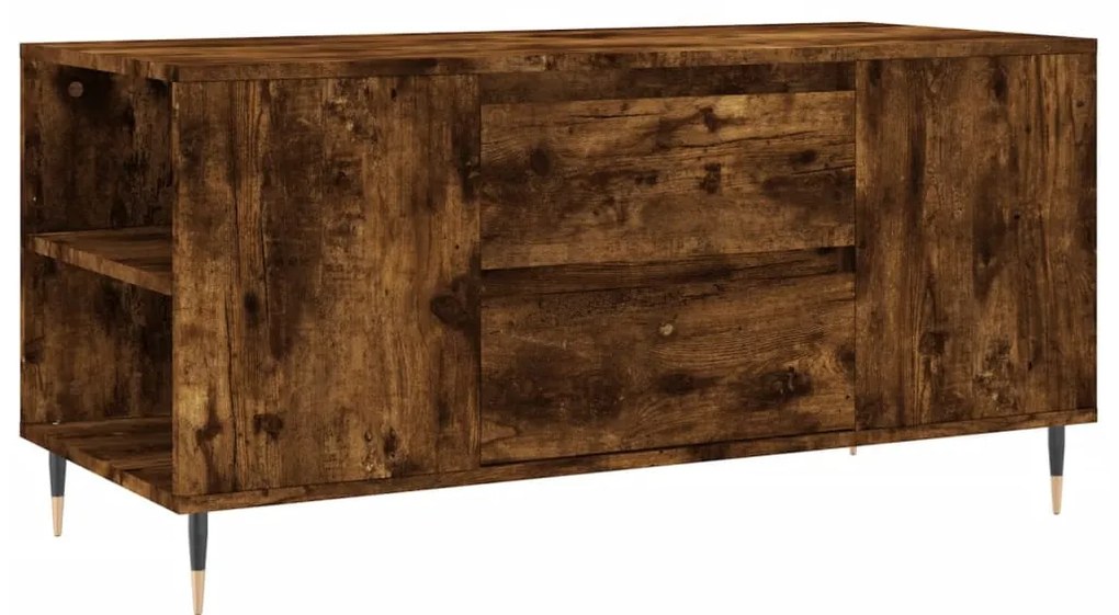 Füstös tölgy színű szerelt fa dohányzóasztal 102x44,5x50 cm