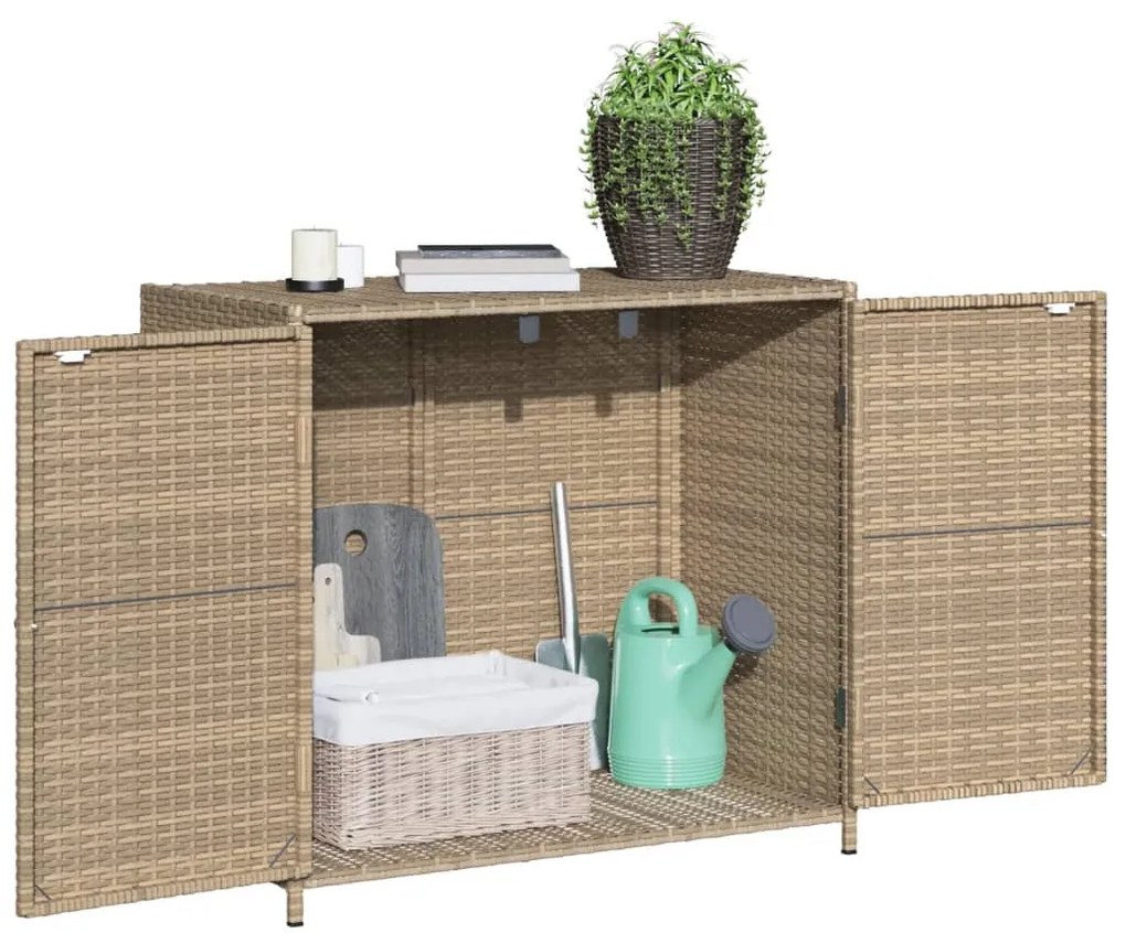 bézs polyrattan kerti tárolószekrény 83x45x76 cm