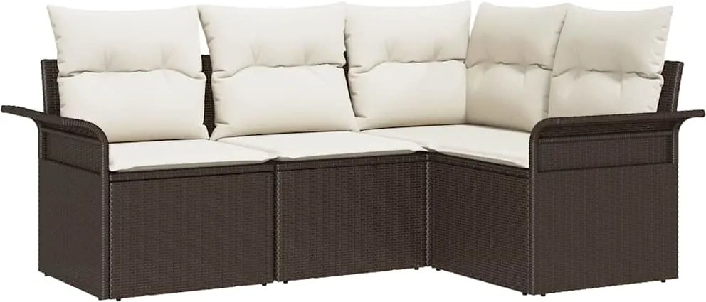 vidaXL Kerti Kanapé Szett tárolóval 4 pcs Barna polirattan