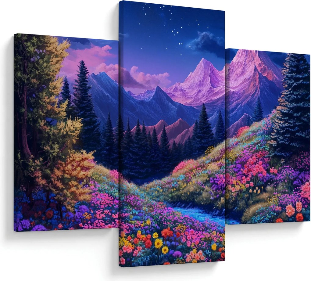 Kép - Lila táj teljes holdfénynél (90x60 cm)