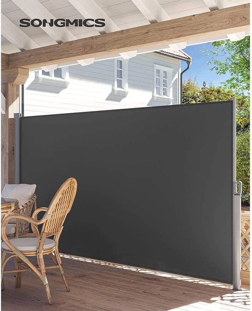 Oldalsó napellenző, napellenző erkélyre, teraszra, 160x400 cm, szürke