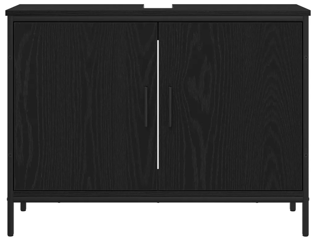 vidaXL Fürdőszobai mosdószekrény Fekete tölgy 80 x 30 x 60 cm Faanyag