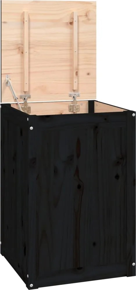 vidaXL fekete tömör fenyőfa szennyestartó láda 44 x 44 x 66 cm