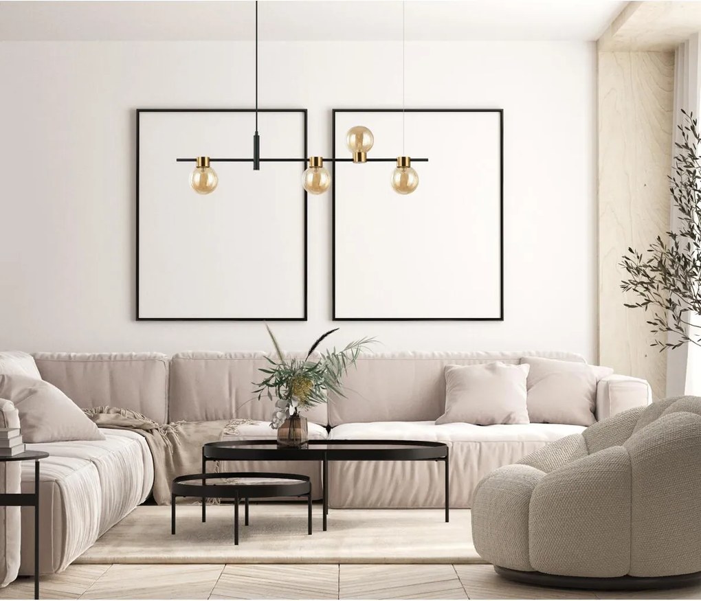 Italux modern függeszték bletter borostyán fekete itxpnd-5225-4-bk-amb