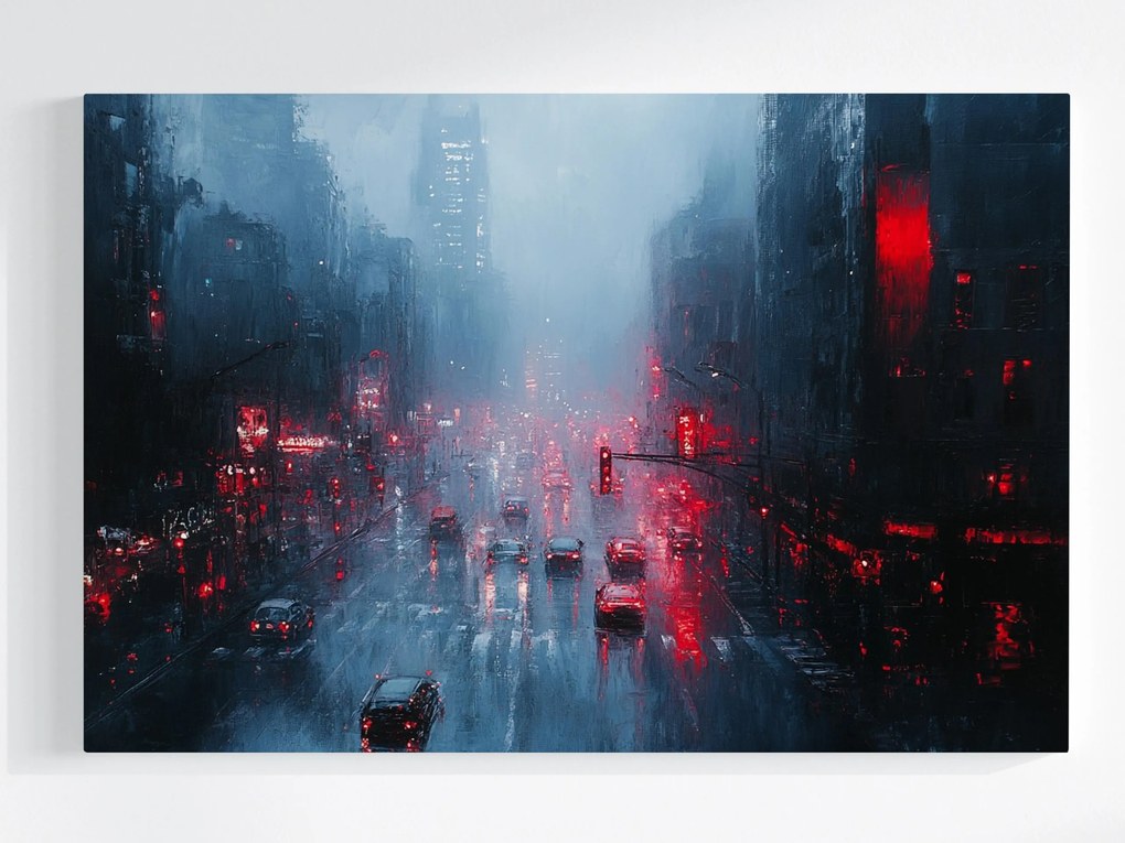 Vászonkép Canvas Kilátás Város Utca Autók Eső Zápor 120x80