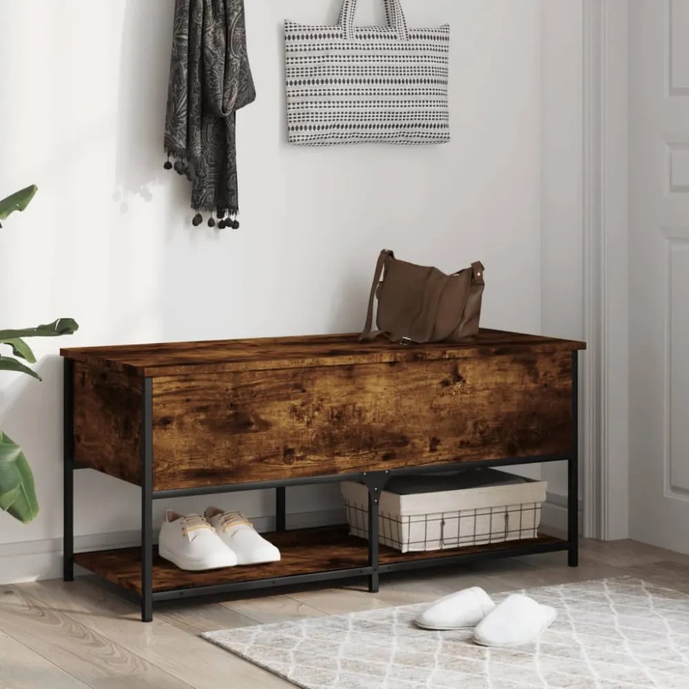 füstös tölgy színű szerelt fa tárolópad 100 x 42,5 x 47 cm