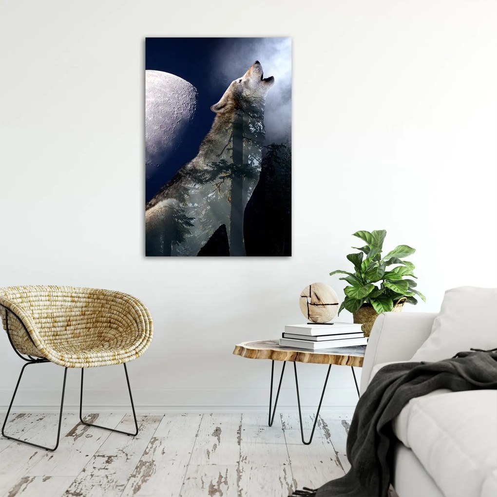 Gario Poszter Farkas üvölt a holdra A keret színe: Fekete, Méret: 70 x 100 cm